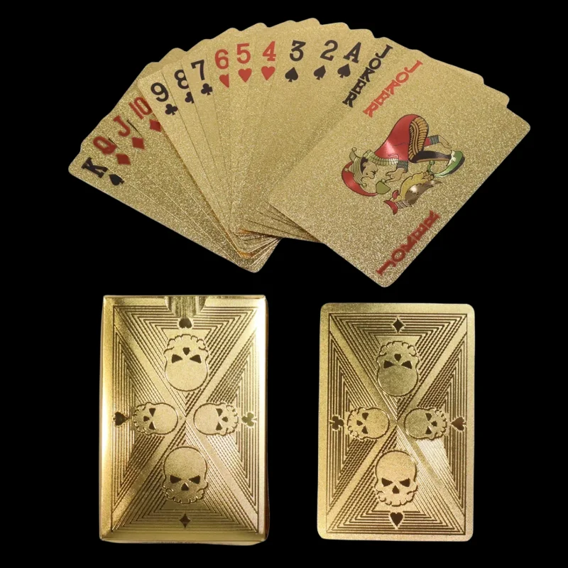 골드 호일 해골 포커 카드, 방수 PVC 플라스틱 매직 - Party Games Using Playing Cards 리뷰 및 가격